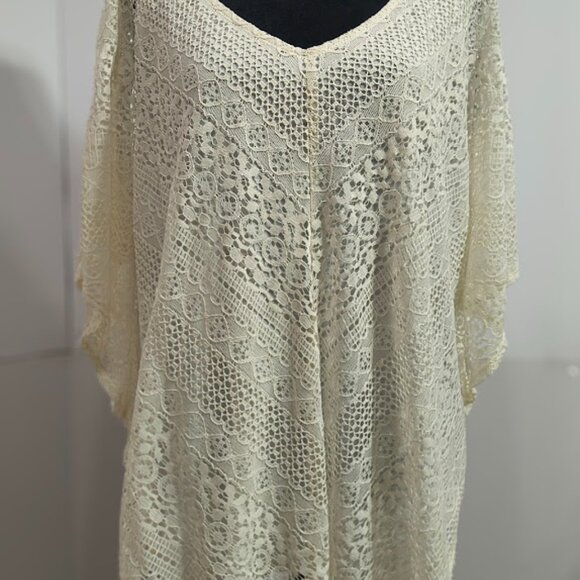 New Directions Lace Overlay Women's Blouse Size 2 XL Cream New with Tags - Picture 2 of 9